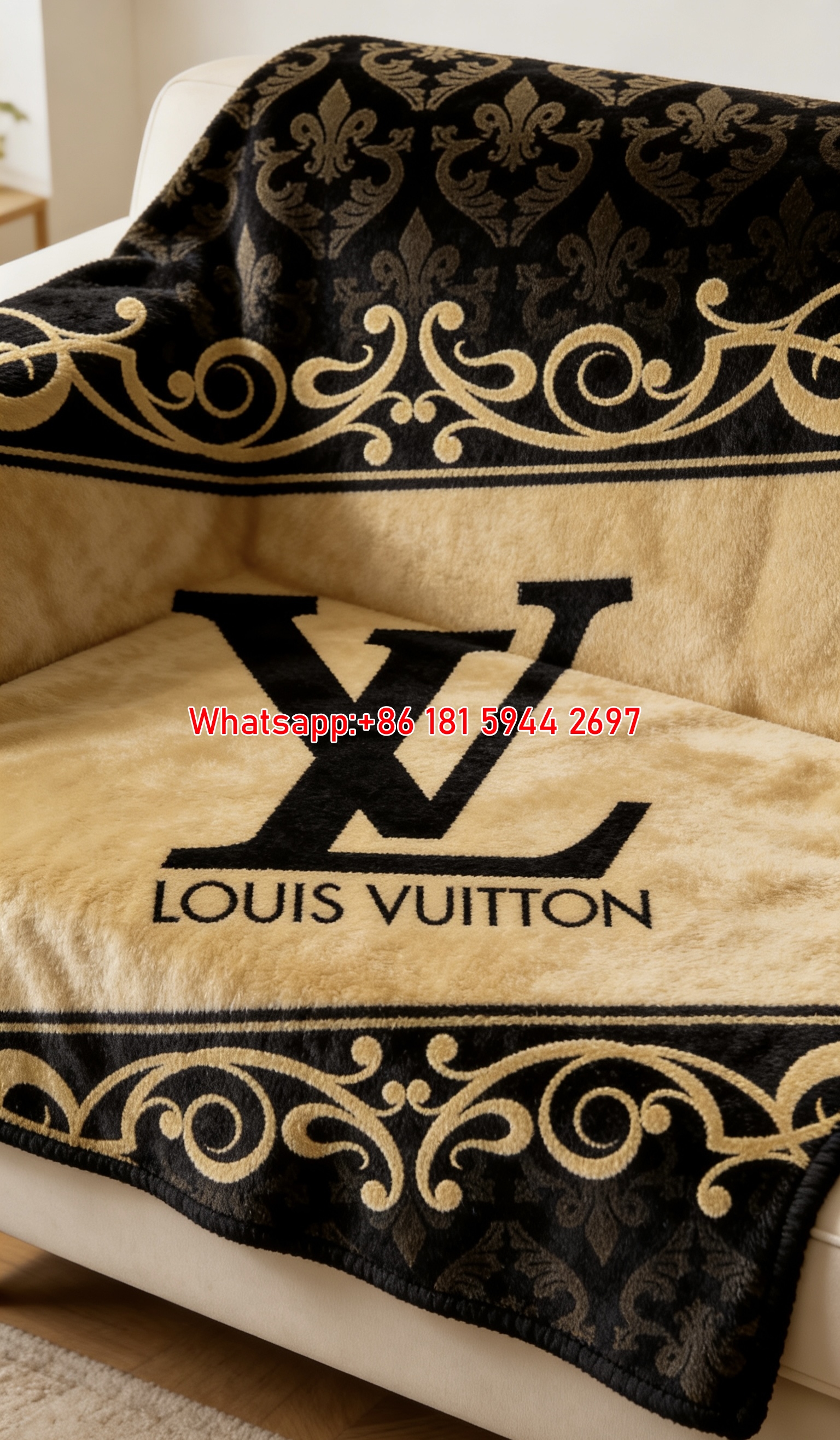 Luxury Damask LV Blanket IMG_3154